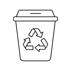 recycling bin icon, recycling bin line art - simple line art of recycling bin, perfect for recycling bin logos and icons