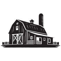 Open Barn silhouette, made for hay, harvest, and livestock – Barn illustration – Minimalist barn vector – Farm building silhouette

