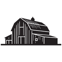 Weathered Barn silhouette, evoking vintage rural nostalgia – Barn illustration – Minimalist barn vector – Farm building silhouette


