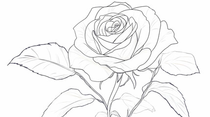 rose drawing outline illustration