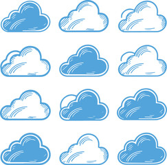 set of cloud icons