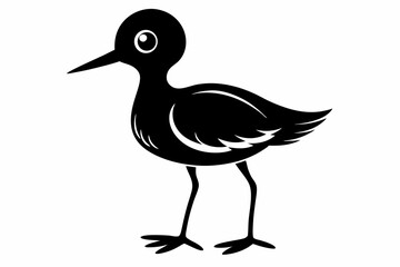 Little sandpiper black silhouette vector
