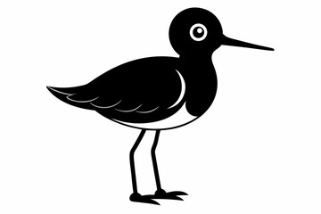 Little sandpiper black silhouette vector
