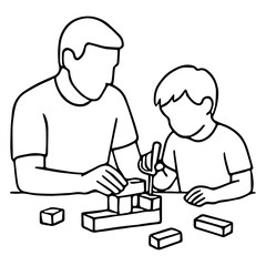 Father & Child Building Outline - Father's Day Project Art