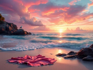 Vibrant Horizons: A Serene Beach Scene with a Mesmerizing Sky