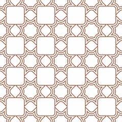 Seamless geometric pattern with interlocking star and square shapes in brown on a white background.