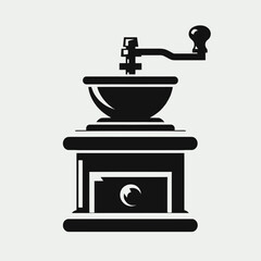 very simple flat and single minimalist Coffee Grinder Silhouette in black on a white background