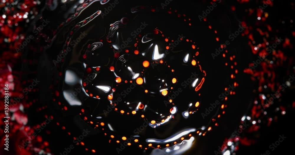 Wall mural alcohol ink flowing and swirling in a mesmerizing display of black and orange, creating intricate pa