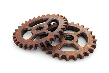 3D Massive Industrial Iron Gears with Rust and Aged Texture.