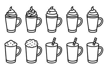 Mocha Line Art Creative Coffee Design for Wall Illustration  