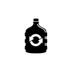 Black vector icon of a recyclable water bottle.