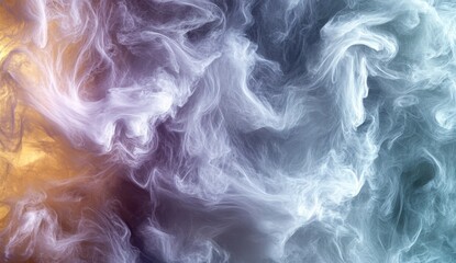 Obraz premium Abstract flowing smoke background in shades of yellow, purple, and blue colors