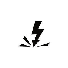 Black lightning bolt icon symbolizing sudden impact and energy.
