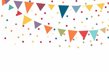 Confetti and bunting flags illustration background colorful.