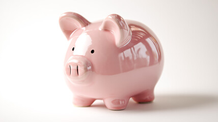Pink piggy bank symbolizing savings and financial planning against a clean, bright white background.