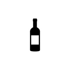 Elegant black wine bottle vector icon.