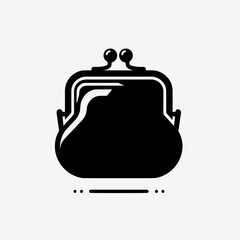 Obraz premium very simple flat and single minimalist Coin Purse Clasp Silhouettes in black on a white background