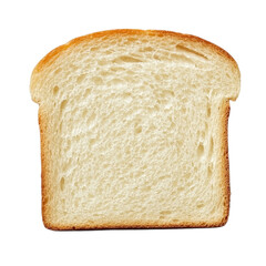 Single plain slice of white bread on clean transparent surface.