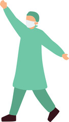 Surgeon Celebrating Success After a Medical Procedure. A surgeon raising his arms in celebration, symbolizing the success of a medical operation