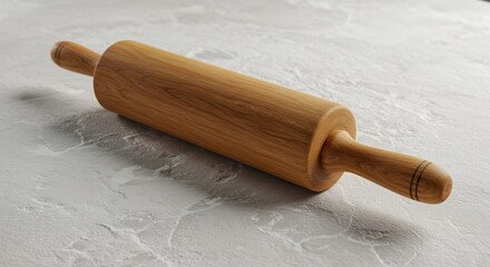 Fototapeta premium Wooden Rolling Pin Baking Tool Rustic Kitchenware. AI Generated