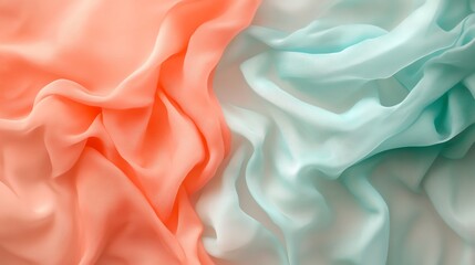 Obraz premium Soft silk fabric in coral and mint colors.