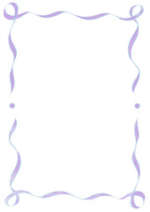 Fototapeta premium Wavy Ribbon Frame with Dots, light blue & purple wedding menu invitation border, hand drawn baby shower decoration, a4 birthday pastel party, clown funfair style, bachelorette bachelor vintage retro