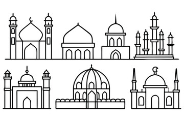 Mosque Line Art Creative Pattern for Architectural Theme Illustration 