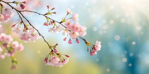 A Soft, Dreamy Springtime Scene Featuring Delicate Cherry Blossoms