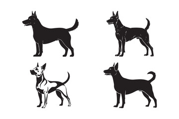 Dog Silhouette Vector Collection Guard Dog Outline Clipart for Design