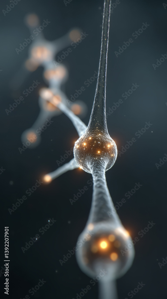 Poster smooth neural web floating in space with blue ambient lighting and subtle glows,