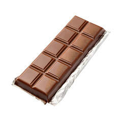 Delicious Milk Chocolate Bar Wrapped in Silver Foil Ready to Eat Sweet Treat transparent background Generative AI