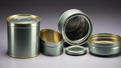 Upper and Lower Views of a Metal Tin Can for Packaging and Storage Solutions