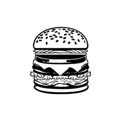 Minimalist burger illustration showcases detailed ingredients and classic appeal