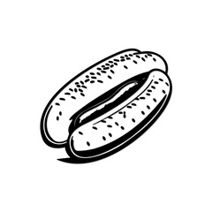 Minimalist hot dog illustration with sesame seeds, perfect for culinary designs