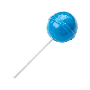 A single blue lollipop on a gray background a sweet treat candy confectionery transparent background Generative AI