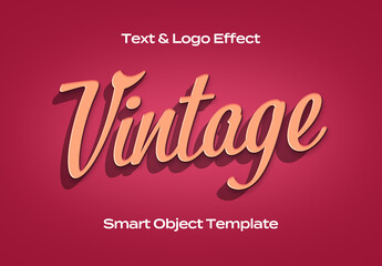 Vintage Retro Old Text Logo Style Effect Mockup Logotype Template Shape