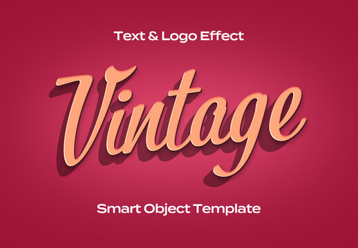 Vintage Retro Old Text Logo Style Effect Mockup Logotype Template Shape