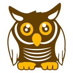 Owl night bird wise forest animal wisdom cuckoo Isolated Vector Graphic Design Illustration
