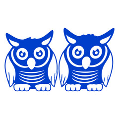 2 Owls night bird wise forest animal friends team Isolated Vector Graphic Design Illustration
