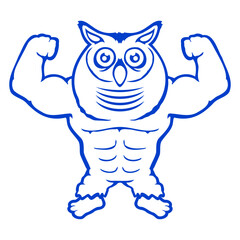 Owl Bodybuilder Muscles Biceps Poses Gym Rat Cool Isolated Vector Graphic Design Illustration
