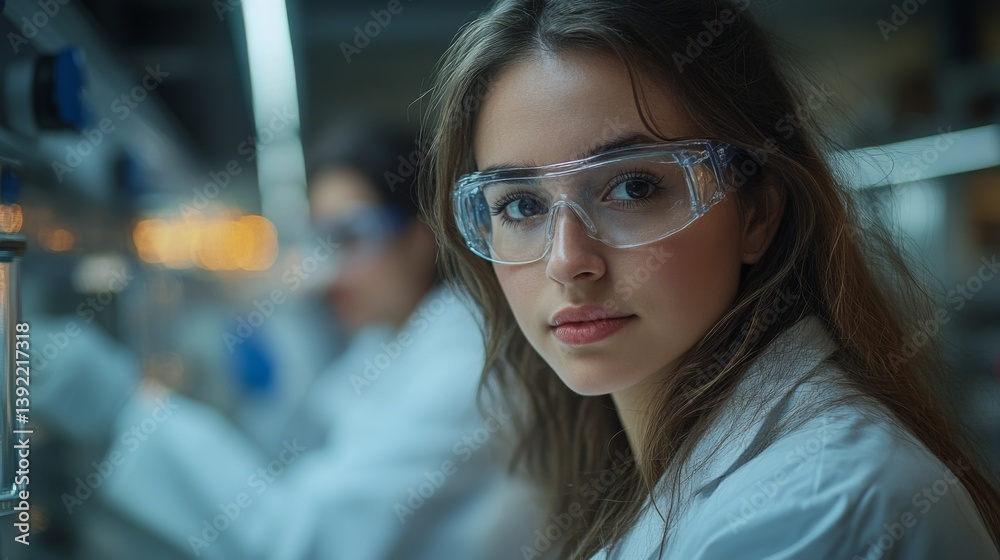 Poster Researchers in lab coats focus on material analysis related to mining and construction, utilizing advanced techniques and equipment for practical applications in various industries