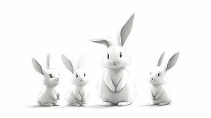 Fototapeta premium drawing cartoon bunnies illustration