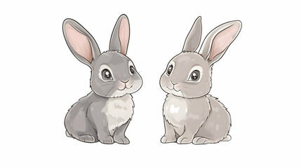Fototapeta premium drawing cartoon rabbits illustration