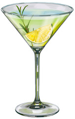 Gimlet Martini Cocktail Illustration