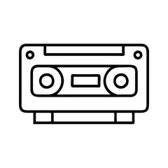 Cassette tape vector graphic, retro audio tape illustration for music and vintage design, outline style, isolated