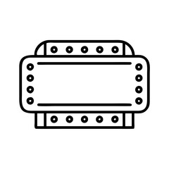 Isolated harmonica musical instrument drawing vector illustration music blues folk jazz brass band concert 10 hole