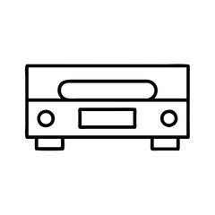Outline drawing of a vintage cassette player audio device for music listening and entertainment design