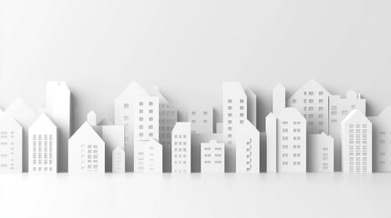 Abstract paper city skyline, minimalist, modern