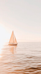 Fototapeta premium Sunset Sailboat On Calm Ocean