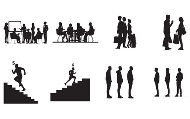 Business People Silhouettes Collection: Office, Meeting, and Work Poses